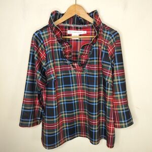 Plaid Ruffle Neck Top Sold